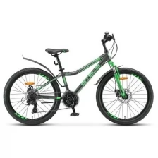 Велосипед 24" Stels Navigator-410 MD, V010, цвет черный/зеленый, размер рамы 12"