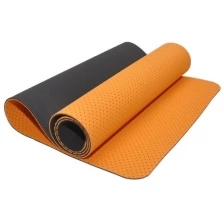 Коврик гимнастический/Коврик SPRINTER/Коврик для йоги/Коврик для фитнеса/Коврик для туризма, трехслойный. Толщина: 0,6 см. Цвет: оранжево-черный.