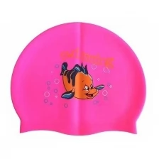 Шапочка для плавания Dobest силиконовая, с рисунком, (розовая) (RH-С10)