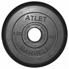 Диск MB BARBELL Barbell обрезиненный, черный, диаметр 31 мм, 1.25 кг