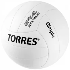 Мяч вол."TORRES Simple" арт.V32105, р.5, синт.кожа (тпу), маш. сшивка, бут. камера, бело-че Torres 6