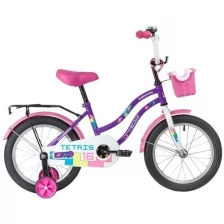 Велосипед NOVATRACK 16" TETRIS фиолетовый, тормоз нож, крылья цвет, багажник, корзина, полная защ.це