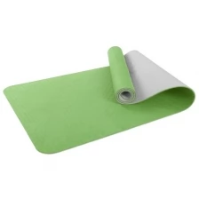 Коврик для фитнеса и йоги Larsen TPE двухцветный р183х61х0,6см зелён/серый
