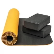 Набор для йоги, фитнеса и пилатеса: коврик с чехлом + 2 блока для йоги, розовый