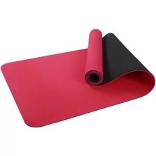 Коврик для фитнеса и йоги Larsen TPE двухцветный р183х61х0,6см красн/чёрный