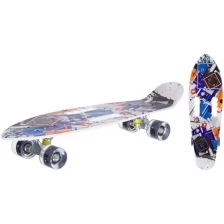 Скейтборд детский пластиковый. серый/синий с принтом. арт. IT106633