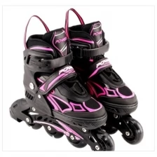 Ролики раздвижные детские розовые, колеса PU 64 мм со светом, р-р M, 35-38, в сумке 42,3*35,8*11,3 см. арт. HD-P506-PM