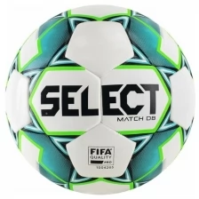 Мяч футбольный SELECT Match DВ Basic 814020-004, размер 5, FIFA Basic, 32п, ПУ, гибридная сшивка, бело-зелено-черный