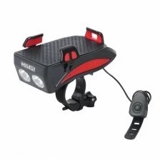 Велосипедный держатель для мобильного телефона 4-6,3 дюйма, WOSAWE, с ярким фонарем и звонком 130дБ, 4000 мАч, черный с красным