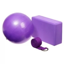 Набор для йоги Sangh (блок, ремень, мяч), фиолетовый