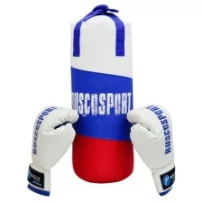 Детский набор для бокса груша боксёрская перчатки 6 унций триколор синий