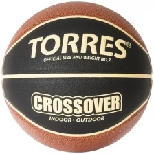 Мяч баскетбольный TORRES Crossover арт.B32097, р.7,ПУ-комп, нейлон. корд, бутиловая камера , тем. черно-оранж-беж