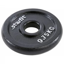 Диск STARFIT BB-204 0,75 кг, d=26 мм, черный, чугунный