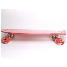 Скейтборд пластик 27*7,5", шасси Al, колёса PU 60*45мм свет, красный