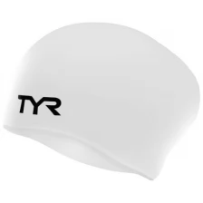 Шапочка для плавания TYR Long Hair Wrinkle-Free Silicone Cap (O/S, 100 Белый)