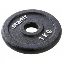 Диск чугунный STARFIT BB-204 1 кг, d=26 мм, черный