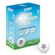 Мячи для настольного тенниса Gewo Outdoor AWR 40+ Plastic x6 White
