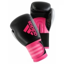 Боксерские перчатки Adidas Перчатки боксерские adidas Hybrid 100 Dynamic Fit женские черно-розовые 8 унций