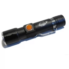 Фонарь светодиодный, фонарь аккумуляторный, фонарик ручной с USB зарядкой, черный