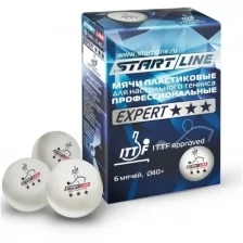 Мячи для настольного тенниса Start Line 3* Expert 40+ Plastic x6 White 8335