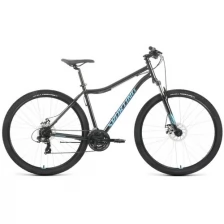 Велосипед FORWARD SPORTING 29 2.0 D (29" 21 ск. рост. 19") 2022, черный/бирюзовый, RBK22FW29921
