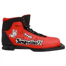 Ботинки лыжные TREK Snowball NN75 ИК, цвет красный, лого чёрный, размер 34