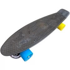 Фирменный Пенни Борд / Penny Board 22 Скейтборд FishSkateBoads Черный на цветных колесах