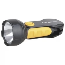 Ultraflash LED3828 (фонарь аккум 220В, черный/желт, 1LED 0,5Вт, SLA, пласт, склад. вилка, коробка)