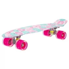 Скейтборд пластиковый детский розовый/голубой с принтом. арт. IT106589