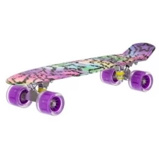 Скейтборд пластиковый детский фиолетовый с принтом. арт. IT106587