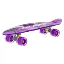 Скейтборд детский пластиковый с ручкой для переноски, фиолетовый с принтом. арт. IT107653