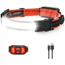 Налобный светодиодный фонарь SimpleShop с USB зарядкой и с аккумуляторными батареями, 37 светодиодов, 3 режима света и красный задний фонарь