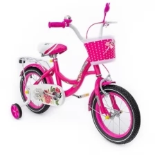 Велосипед GTI 14" "красотка" детский с корзинкой розовый