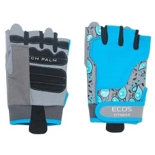 Перчатки для фитнеса ECOS , женские, цвет -голубой с принтом, размер: XL, модель: SB-16-1735