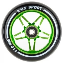 Колесо для трюкового самоката KMS Sport 110мм,зеленый/черный с подшипниками,(5405)