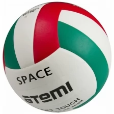 Мяч волейбольный ATEMI SPACE, синтетическая кожа PU Soft, 18 п, зел/бел/красн, клееный, окруж 65-67