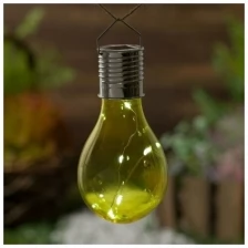 Фонарь садовый на солн. бат. "Лампочка Желтая" 3.7 x 15 см, 5 LED, пластик, белый