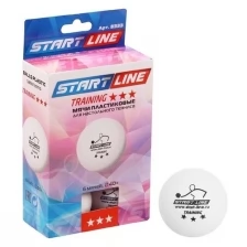 Start Line Мяч для настольного тенниса Start line Training, 3 звезды, набор 6 шт., цвет белый