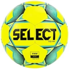 Мяч футбольный SELECT Team Basic 815419-552, р.5, FIFA Basic, 32 пан, гл.ПУ, руч.сш., желто-бирюз