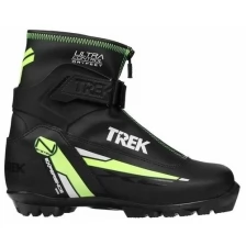 Ботинки лыжные TREK Experience 1 NNN ИК, цвет чёрный, лого зелёный неон, размер 37
