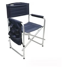 Кресло следопыт складное, 585х450х825 мм, с карманом на подлокотнике, алюминий, синий