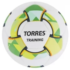 TORRES Мяч футбольный TORRES Training, размер 4, 32 панели, PU, 4 подкладочных слоя, ручная сшивка, цвет белый/зелёный