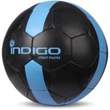 Мяч футбольный №5 E02 INDIGO STREET FIGHTER для игры на асфальте (PU прорезиненный) Черно-голубой