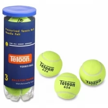 Мяч для большого тенниса TELOON (3 шт в тубе) тренировочный Супер 626Т Р3 Желтый