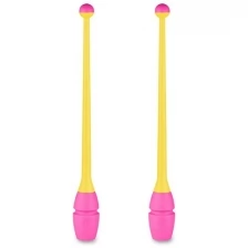 Булавы для художественной гимнастики вставляющиеся INDIGO (пластик,каучук) IN019 Желто-розовый 45 см