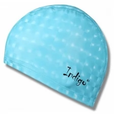Шапочка для плавания ткань прорезиненная с эффектом 3D INDIGO IN047 Голубой