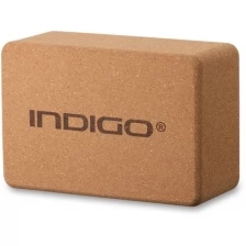 Блок для йоги и фитнеса гимнастический пробковый, Опорный кирпич для йоги и фитнеса, Спортивный кубик INDIGO 22,8х15,2х10,1 см