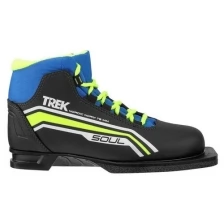 Ботинки лыжные TREK Soul IK NN75, цвет чёрный, лайм неон, размер 35