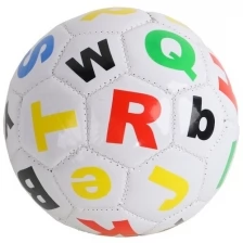 Мяч футбольный детский "Английский алфавит" №2, диаметр 15 см, 100г, цвет белый, ПВХ, мячик для детей, мячик футбольный маленький для малышей, мяч для игры на улице, мяч для игры в футбол, развивающая игрушка