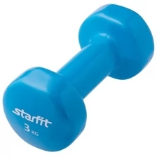 Гантель виниловая STARFIT DB-101 3 кг, синяя (1 шт.) 1/6;